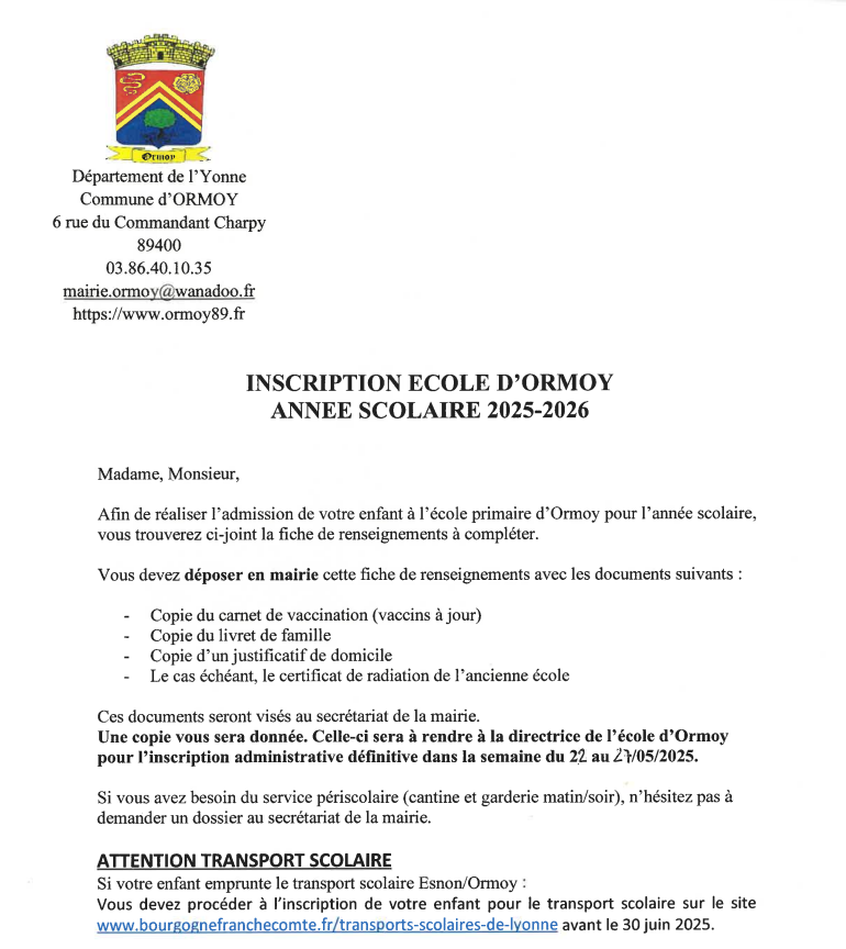 INSCRIPTION RENTREE
